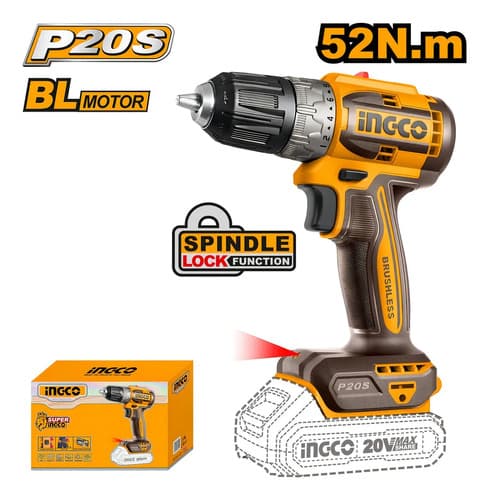 Taladro Inalámbrico - 52 Nm - Brushless - Ingco Color Naranja Claro