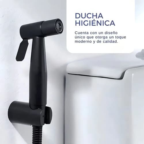 Ducha Higiénica Bidet Negro Mate Metal Hommy Con Grifería Y Manguera