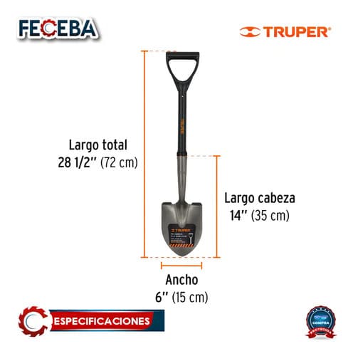 Pala Cajuelera Redonda Puño''d'' Mango Fibra De Vidrio 17195