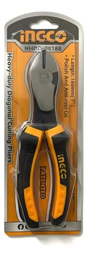 Alicate Corte Diagonal 7'' 180mm Ingco Heavy Duty Industrial Acero Al Carbono Mango Ergonomico Hhdcp08188 Negro