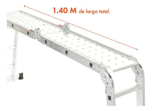 Escalera De Aluminio 4x4 Articulada 16 Escalones + Plataforma Andamio Garden Life Plateado