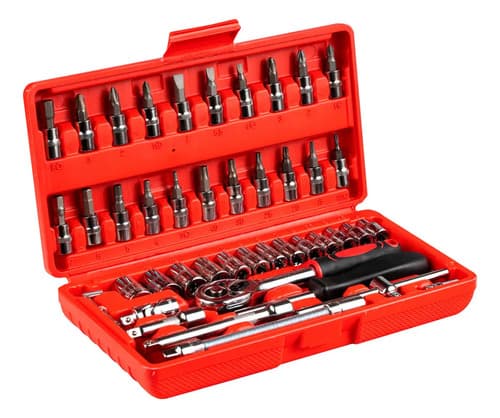 Juego De Dados Nappo 46 Piezas Llaves Cricket Maletín Rojo/negro