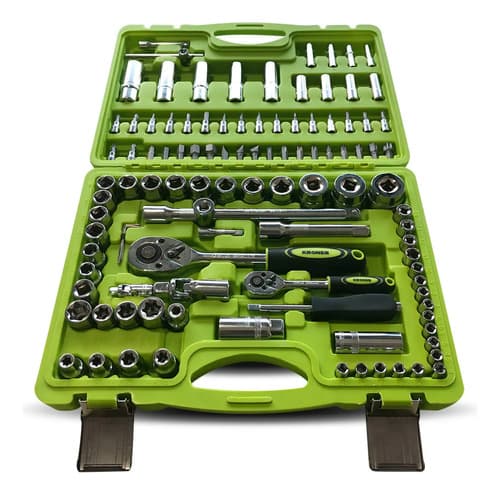 Kit Set Herramientas Tubos/puntas Kroner 108 Pza + Gorro Color Verde Lima