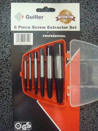 Extractor Tornillos Bulones Rotos Guiller Acero Templado 6 Piezas