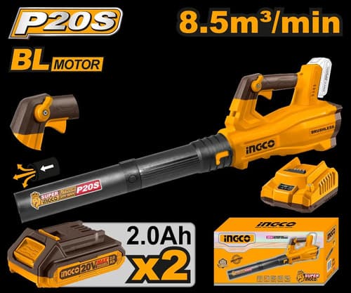 Sopladora A Bateria 20v P20s 2 Bat Cabli204282 Ingco Amarillo