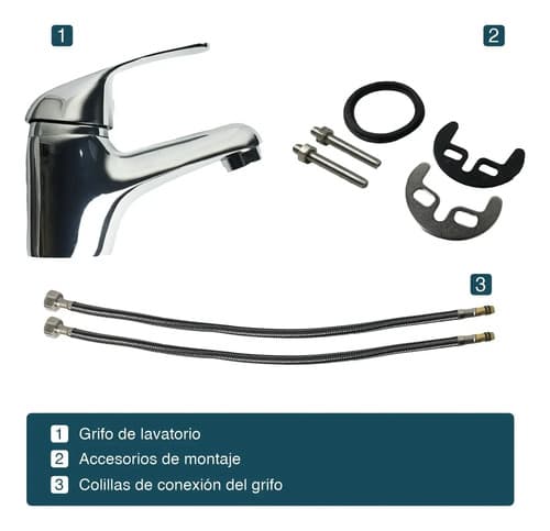 Monocomando Lavatorio Lat Mulata Canilla Baño Cocina Acabado Brillante Color Gris