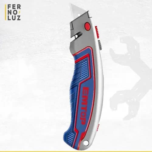 Cutter De Seguridad Emtop Esnkt6118 Color Plateado - 1 Unidad