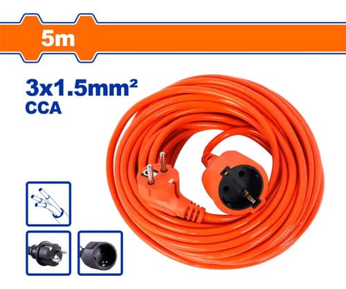 Alargue 5m Enchufe Y Conector Tipo Schuko Wadfow Wejag02 Naranja Oscuro