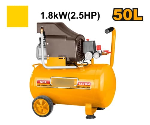 Compresor De Aire Ingco 50 Litros + Kit Compresor 5 Piezas Naranja Claro Monofásica