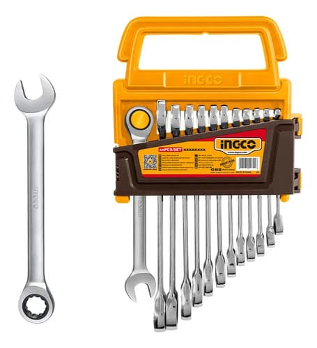 Set 12 Llaves Combinadas Criquet Ingco 8-19mm 72 Dientes Plateado