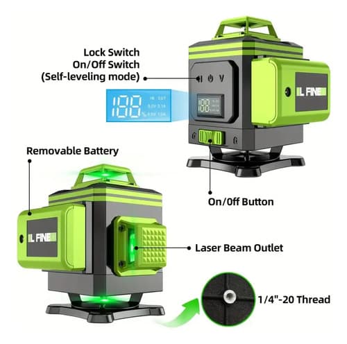Nivel Láser Verde Modelo De 16 Líneas Con Pantalla Digital