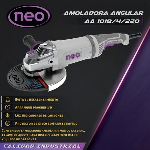 Amoladora Angular 180mm 2600w Neo Aa1018/4/220 Color Gris