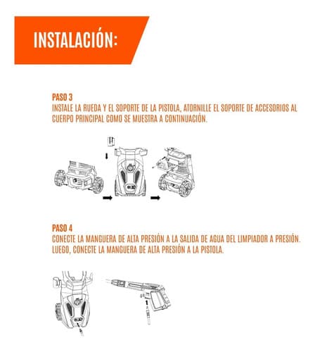 Hidrolavadora Eléctrica Daewoo 1600w 135bar Accesorios Color Negro/naranja Frecuencia 50hz 50 Hz/60 Hz