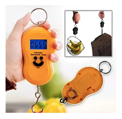 Balanza Digital Portátil De Mano Hasta 50 Kg. Valija Pesca Color Amarillo