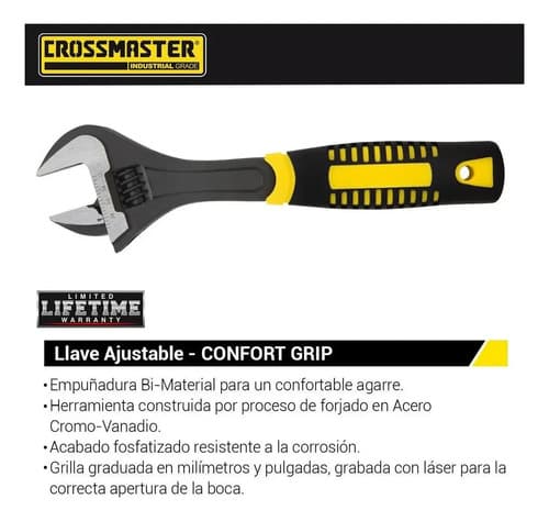 Llave Francesa Ajustable 305 Mm Confort Grip Crossmaster 994