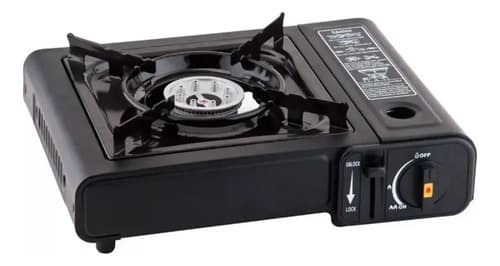 Anafe Cocina Portable 1 Hornalla Gas Hogar Camping Portatil Color Negro