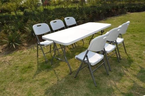 Mesa Plegable Tipo Valija 180 Cm Blanca Color Blanco