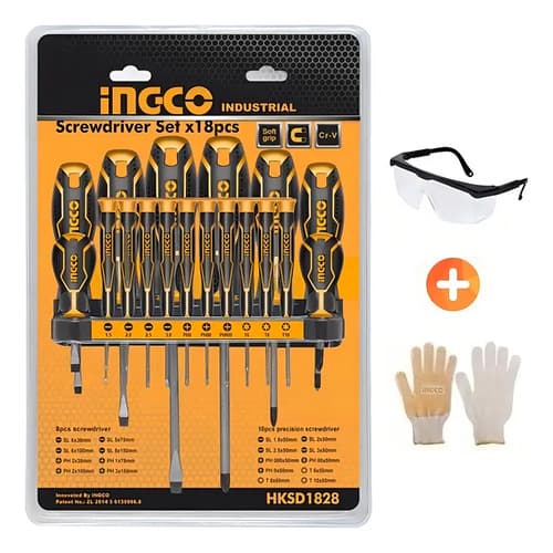 Ff Juego 18 Destornilladores Ingco Hksd1828 Industrial Torx