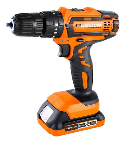 Taladro Percutor Atornillador Inalámbrico De 10mm Lüsqtoff Color Naranja