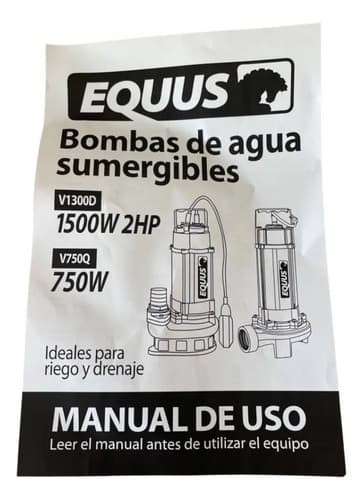 Bomba Sumergible 750w Equus Para Riego Y Drenaje Plateado