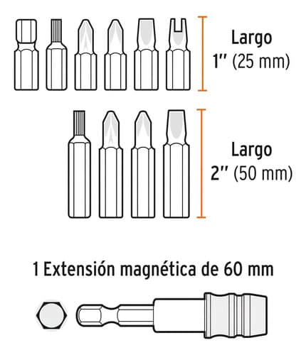 Juego Puntas Mixtas Largo 1'' Y 2'' 80 Piezas Truper 102391