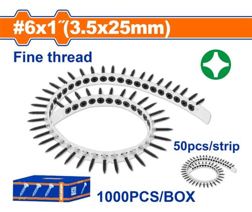 Tornillos Para Yeso En Blister 3,25x25mm Wadfow Wxs2512c
