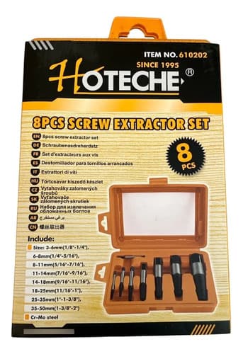 Juego De Extractor De Pernos Rotos De 8 Piezas Hoteche