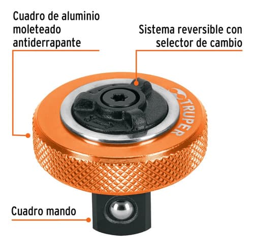 Llave Crique De Palma Mini De Mano Encastre 1/2 Truper 13653 Color Naranja