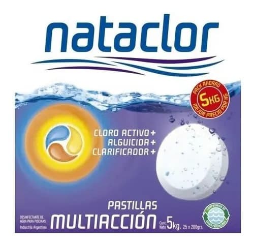 Cloro Activo Nataclor En Pastillas De 200grs Total 5 Kilos