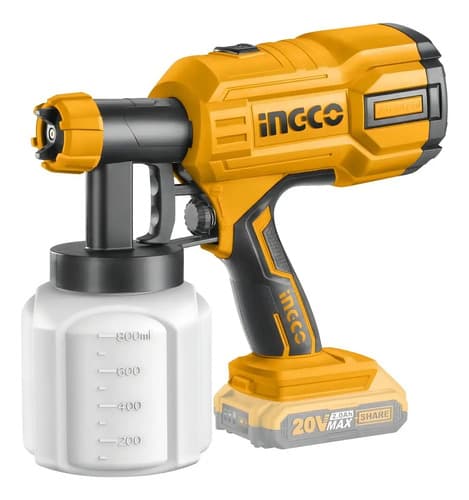 Pistola Para Pintar Compacta A Batería 20v Ingco Csgli2003 Amarillo