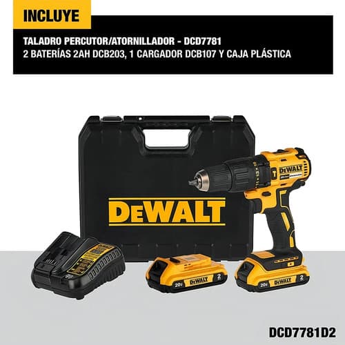 Taladro Atornillador Dewalt Dcd7781d2-b2 20v Max Brushless Color Amarillo Frecuencia 50 50 Hz