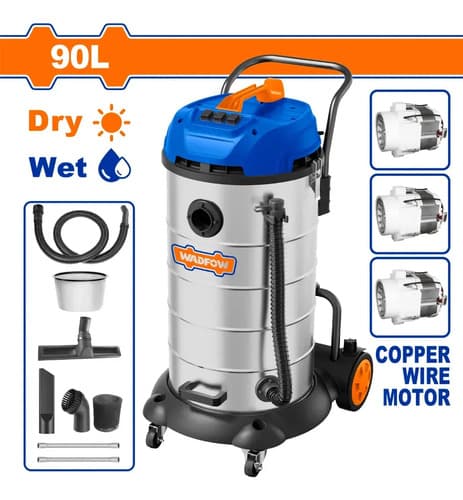 Aspiradora 90lt 3600w 3 Motores X 1200w Wvr5a90 Wadfow Azul