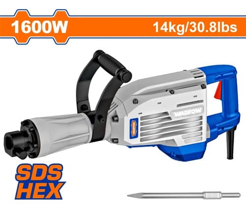 Martillo Demoledor 1600 45j + Cincel + Valija Wadfow Wdb1d80 Azul