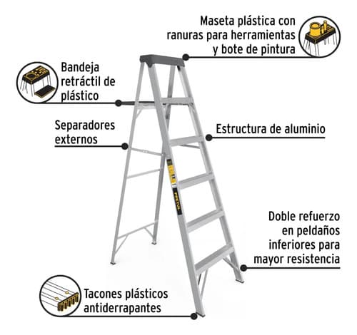 Escalera De Tijera Tipo Iii 4 Escalones Gris Plateado