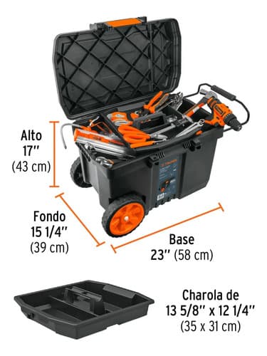 Caja Para Herramientas C/ Ruedas 23' + Caja De 16', Truper Negro Y Naranja Negro/naranja