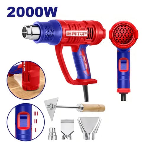 Pistola De Calor 2000w Con Accesorios Emtop Color Rojo