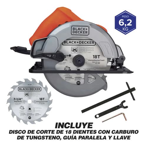 Sierra Circular Eléctrica Black+decker Cs1004 184mm 1400w Naranja 50hz