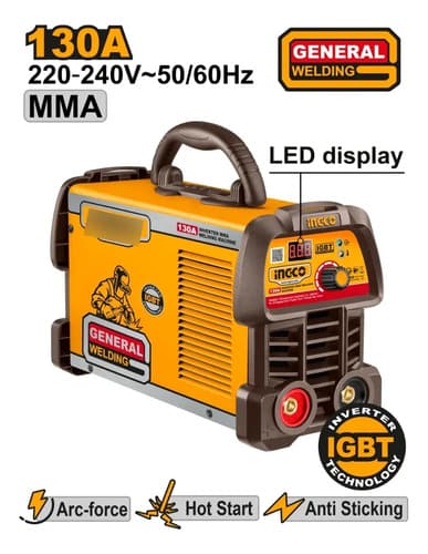 Soldadora Inverter 130a 220-240v Mma Led Igbt Ingco Naranja Claro