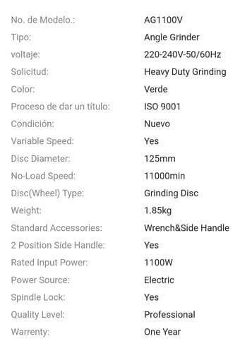 Amoladora 1100w, Velocidad Variable, 1 Año De Garantía Turquesa 220v