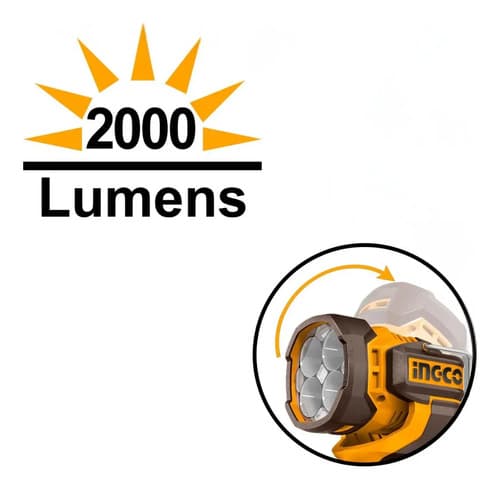 Linterna 2000 Lumens 20v S/bateria Cwli2088 Ingco Linterna A Blanca Amarillo