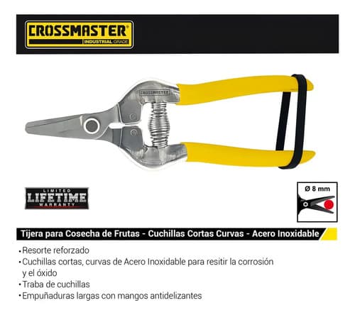 Tijera Curva Para Cosecha De Frutas Crossmaster, Con Mango Antideslizante