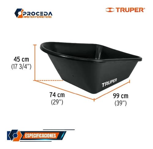 Carretilla Concha Plástica 6 Ft Imponchable B/tubular,truper Negro