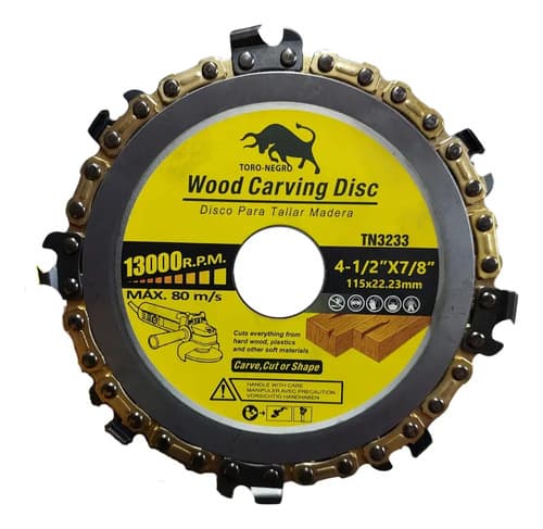 Disco Corte Sierra Cadena Para Tallar Madera 115mm Color Amarillo