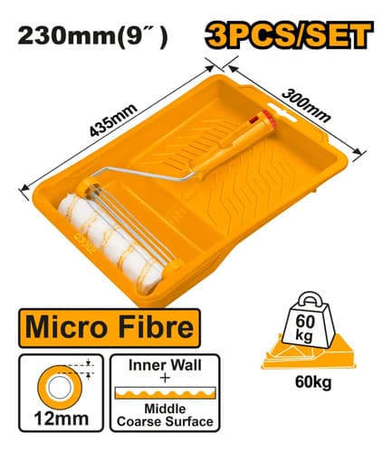 Set Rodillo Interior Microfibra Con Bandeja 3 En 1 Ingco
