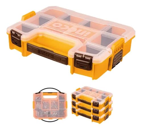 Organizador Plastico Herramientas Maletin 12'' Ingco Color Amarillo
