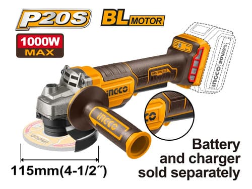 Amoladora A Bateria P20s 4 1/2 Brushless S/bateria Color Amarillo