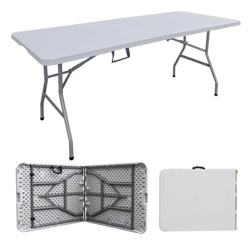 Mesa Plegable Valija 180 Exterior Interior Blanco