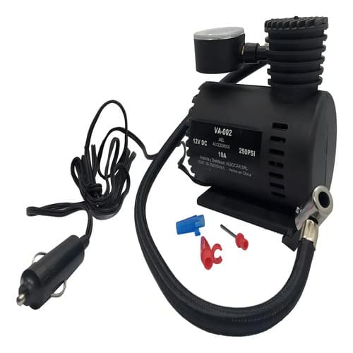 Compresor Inflador Aire Metal Auto Neumatico Portatil Color Negro Fase Eléctrica Bifásica