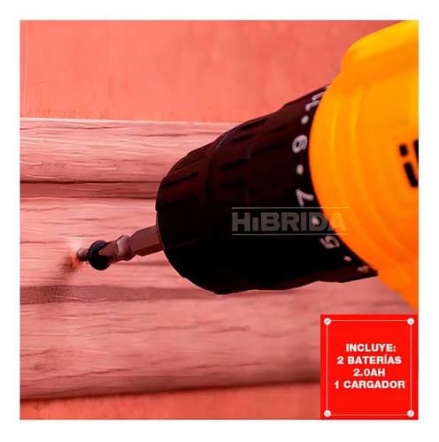 Kit Taladro + Atornillador De Impacto Inalambrico 20v Color Amarillo