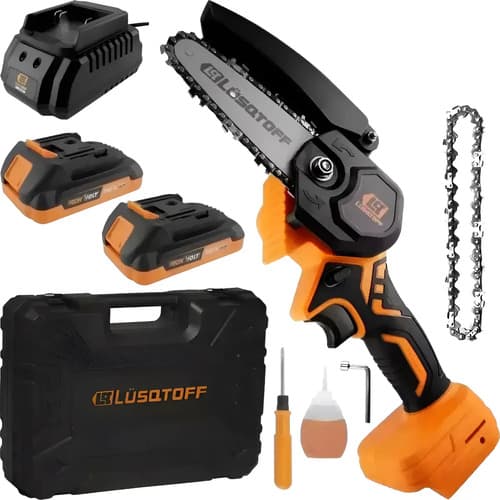 Mini Motosierra + 2 Baterias  + Cadenas 18v Caldiad Lusqtoff Naranja